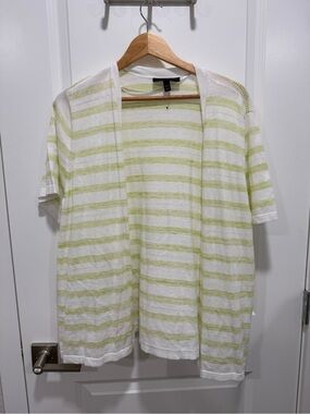 Lane Bryant Lightweight Striped Knit Cardigan  Green & White Size 18/20